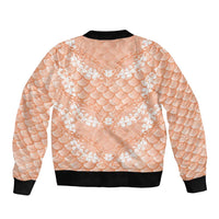 Apricot Mermaid Puakenikeni Maile Lei Bomber Jacket LT01 - Polynesian Pride
