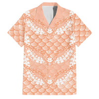 Apricot Mermaid Puakenikeni Maile Lei Family Matching Off Shoulder Maxi Dress and Hawaiian Shirt LT01 Dad's Shirt - Short Sleeve Apricot - Polynesian Pride
