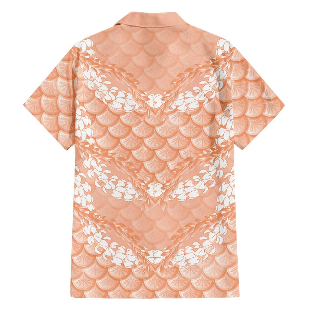 Apricot Mermaid Puakenikeni Maile Lei Family Matching Off Shoulder Maxi Dress and Hawaiian Shirt LT01 - Polynesian Pride