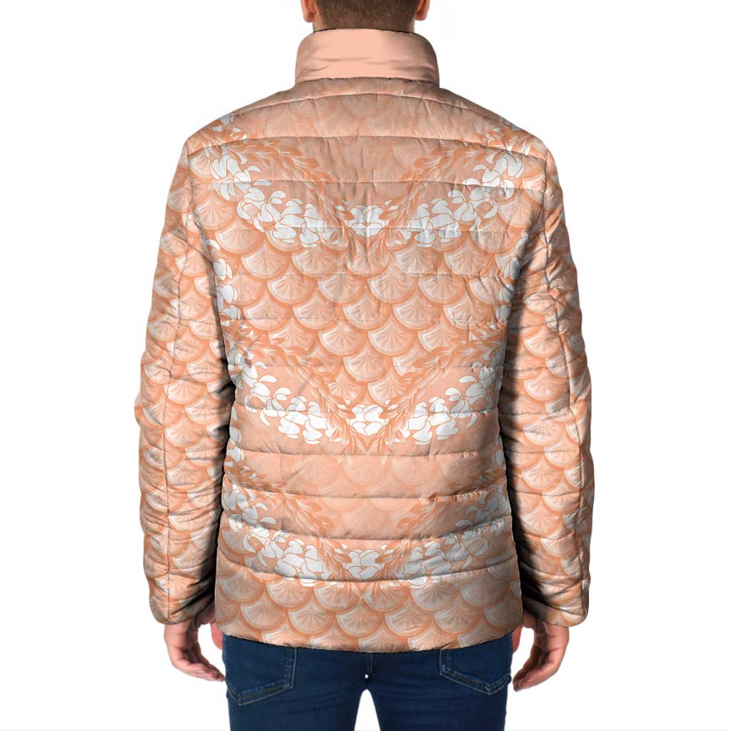Apricot Mermaid Puakenikeni Maile Lei Padded Jacket