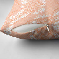 Apricot Mermaid Puakenikeni Maile Lei Pillow Cover