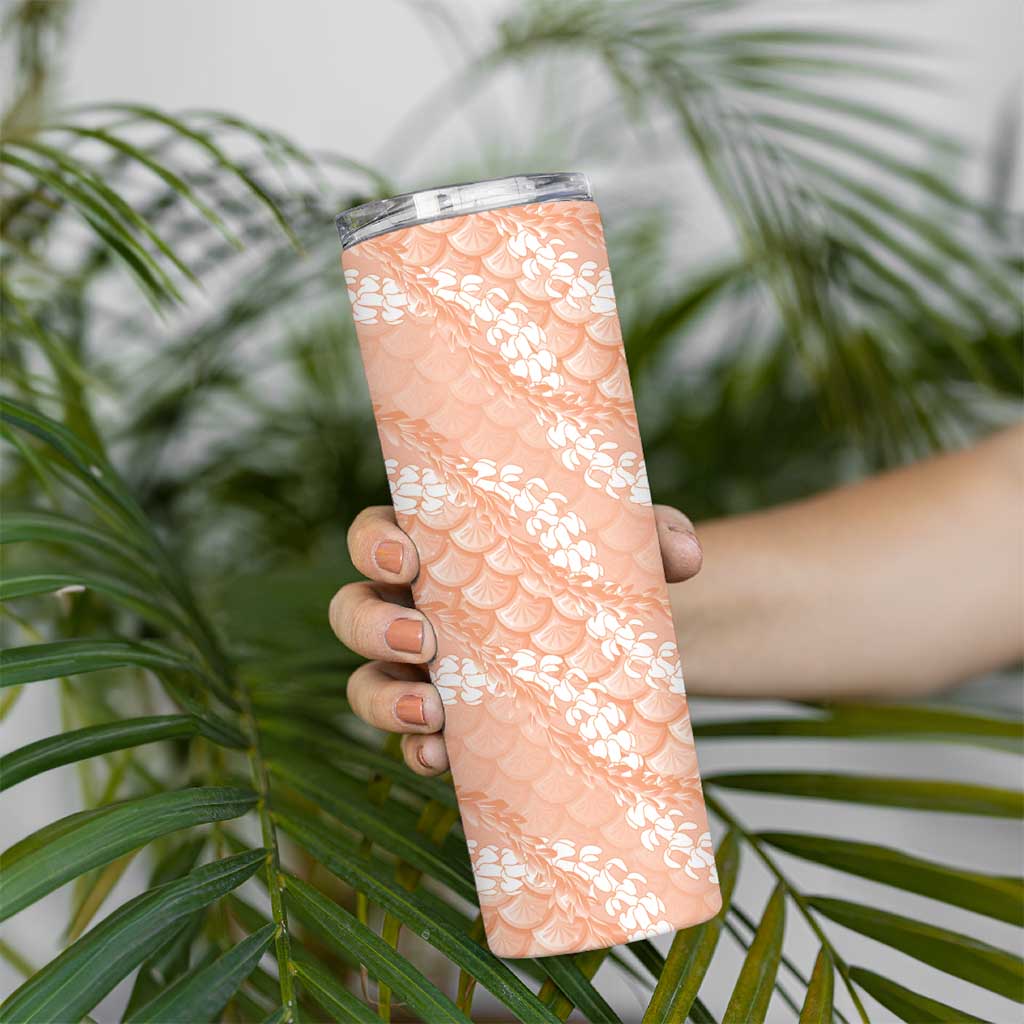 Apricot Mermaid Puakenikeni Maile Lei Skinny Tumbler