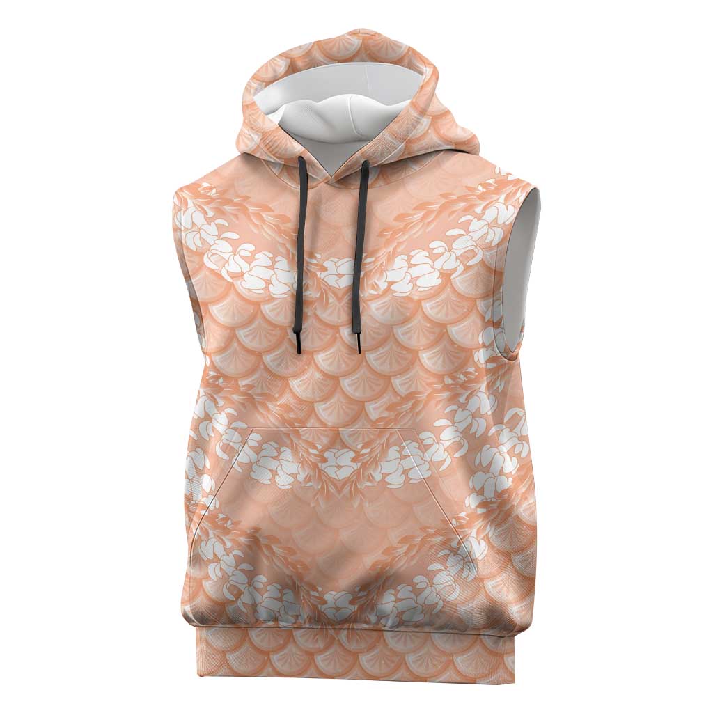Apricot Mermaid Puakenikeni Maile Lei Sleeveless Hoodie LT01 Apricot - Polynesian Pride
