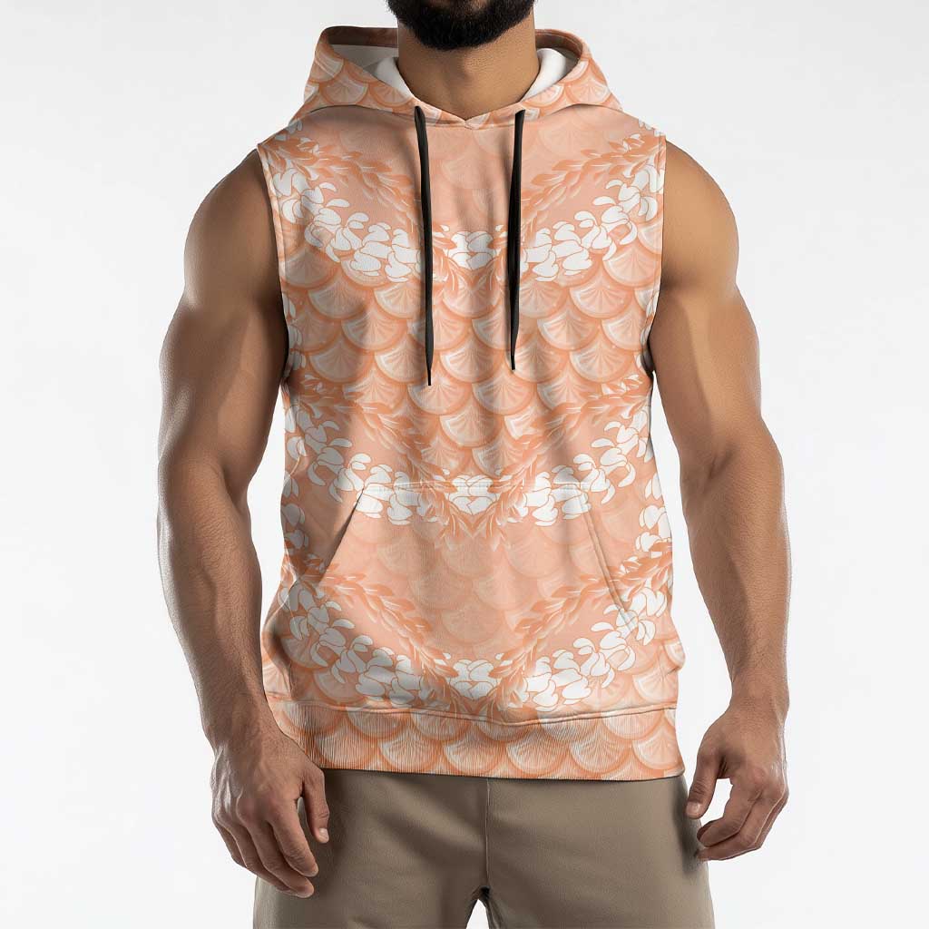 Apricot Mermaid Puakenikeni Maile Lei Sleeveless Hoodie LT01 - Polynesian Pride