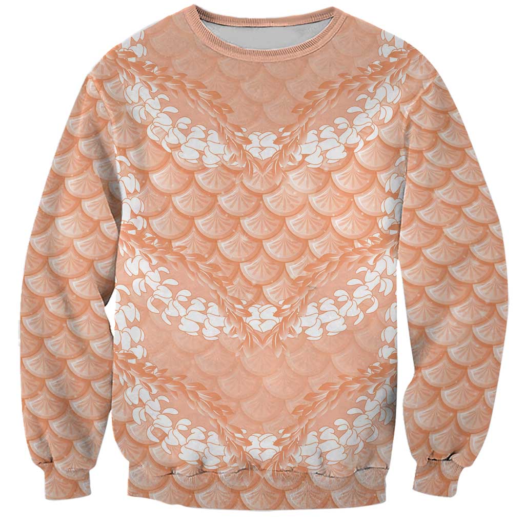 Apricot Mermaid Puakenikeni Maile Lei Sweatshirt