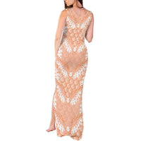 Apricot Mermaid Puakenikeni Maile Lei Tank Maxi Dress