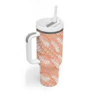 Apricot Mermaid Puakenikeni Maile Lei Tumbler With Handle