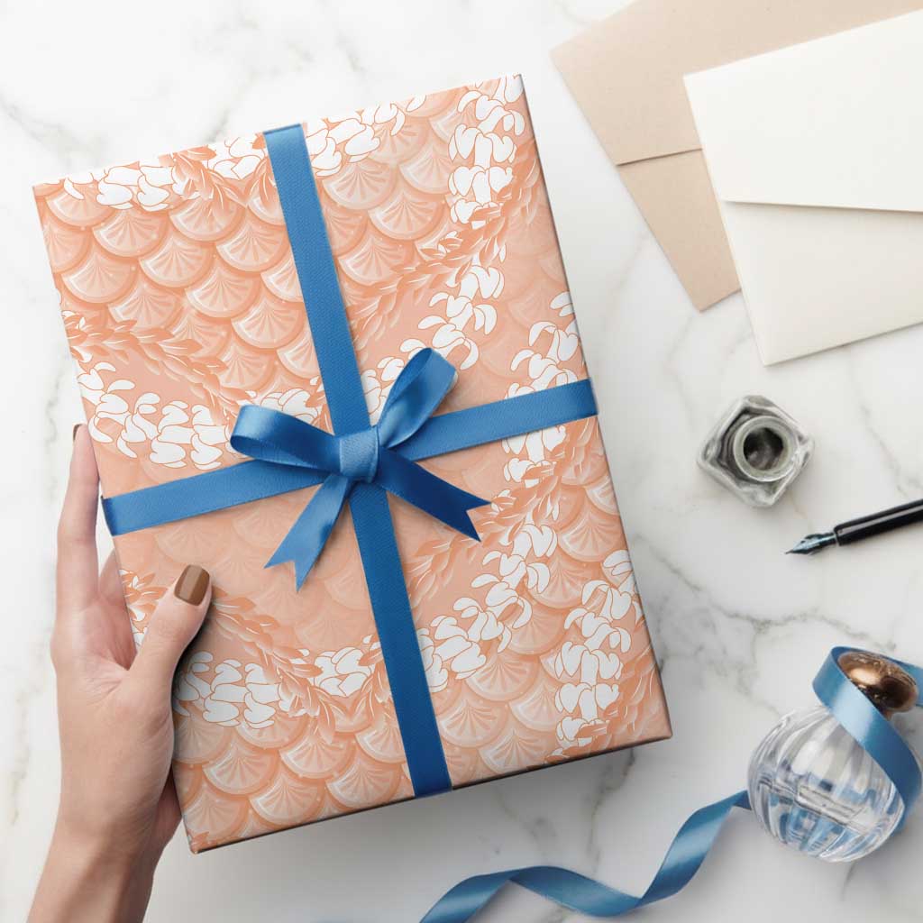 Apricot Mermaid Puakenikeni Maile Lei Wrapping Paper