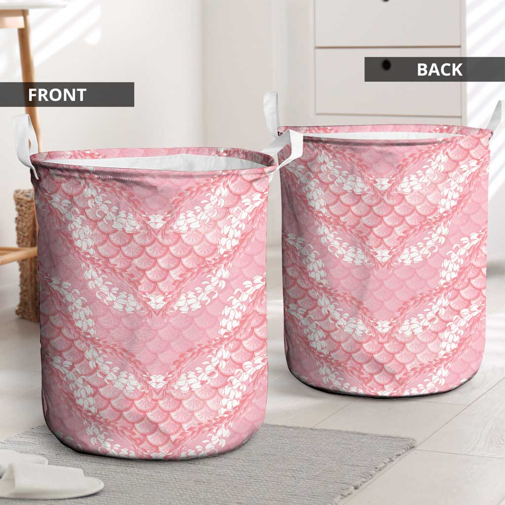 Soft Pink Mermaid Puakenikeni Maile Lei Laundry Basket LT01 - Polynesian Pride