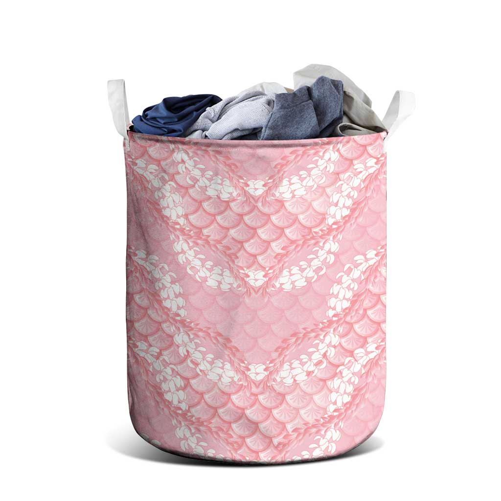 Soft Pink Mermaid Puakenikeni Maile Lei Laundry Basket LT01 - Polynesian Pride
