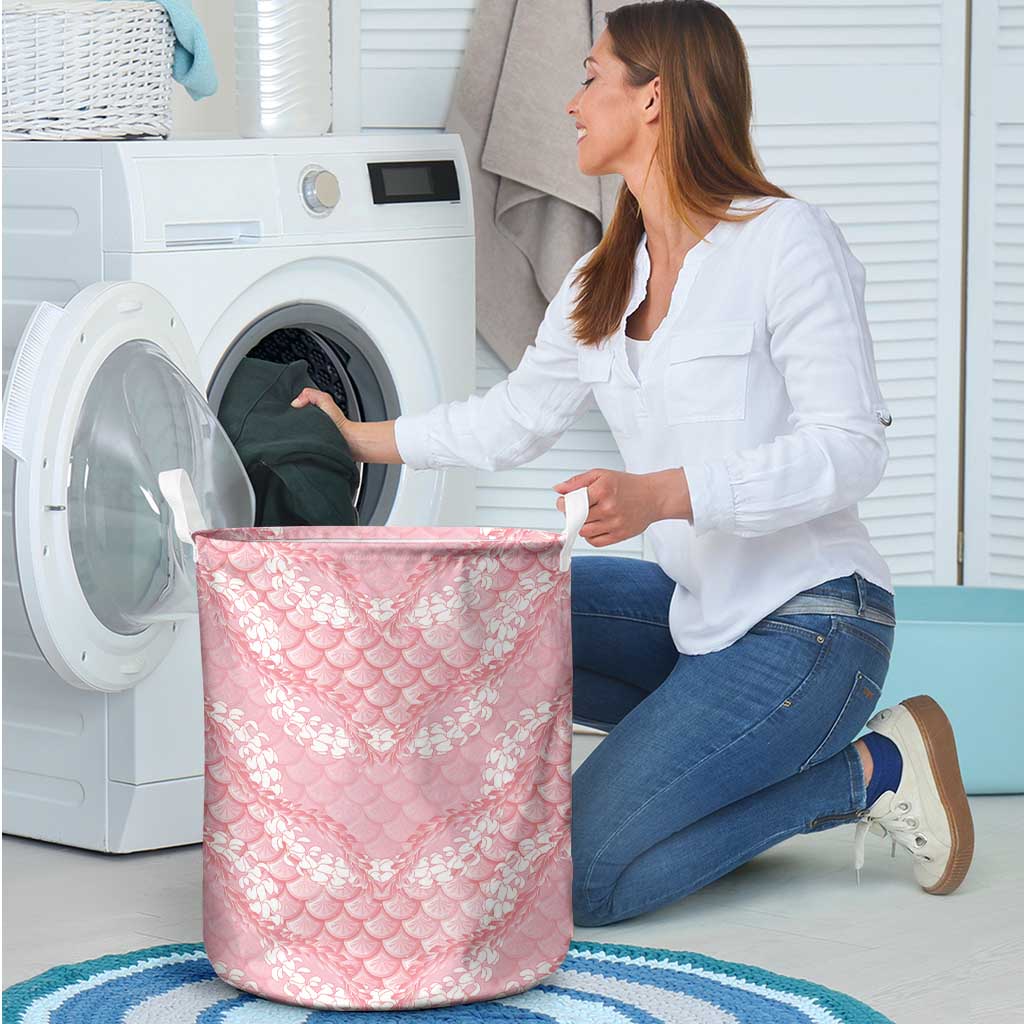 Soft Pink Mermaid Puakenikeni Maile Lei Laundry Basket LT01 - Polynesian Pride
