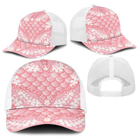Soft Pink Mermaid Puakenikeni Maile Lei Baseball Net Cap