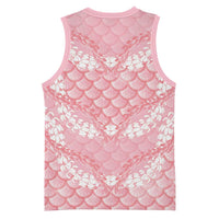 Soft Pink Mermaid Puakenikeni Maile Lei Basketball Jersey