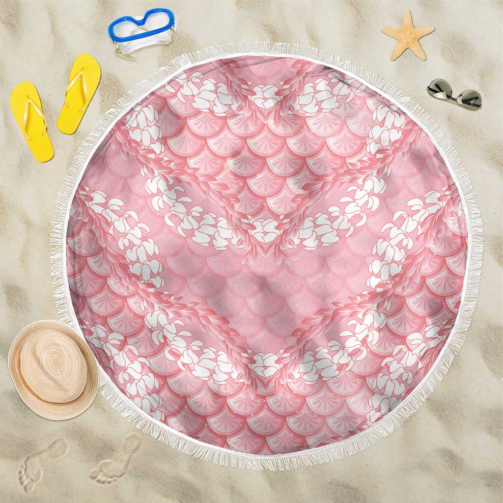 Soft Pink Mermaid Puakenikeni Maile Lei Beach Blanket