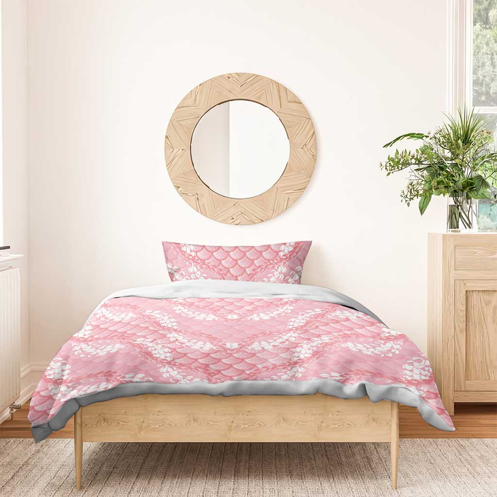 Soft Pink Mermaid Puakenikeni Maile Lei Bedding Set LT01 - Polynesian Pride