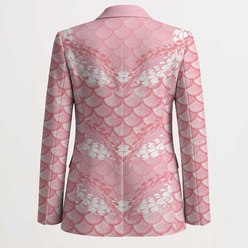 Soft Pink Mermaid Puakenikeni Maile Lei Blazer LT01 - Polynesian Pride