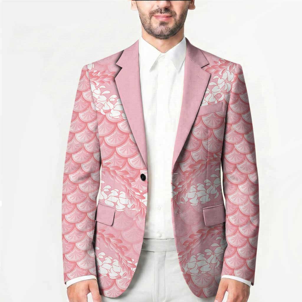 Soft Pink Mermaid Puakenikeni Maile Lei Blazer LT01 - Polynesian Pride