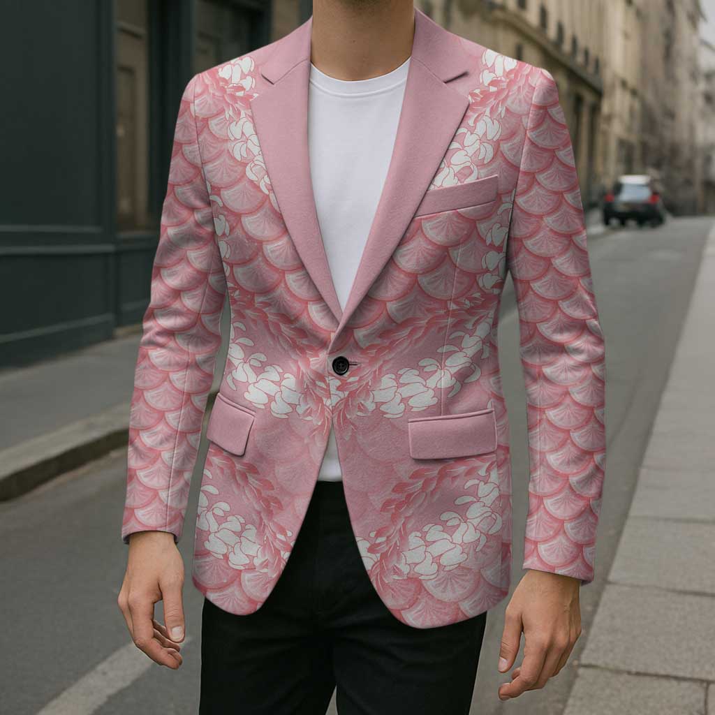 Soft Pink Mermaid Puakenikeni Maile Lei Blazer LT01 - Polynesian Pride