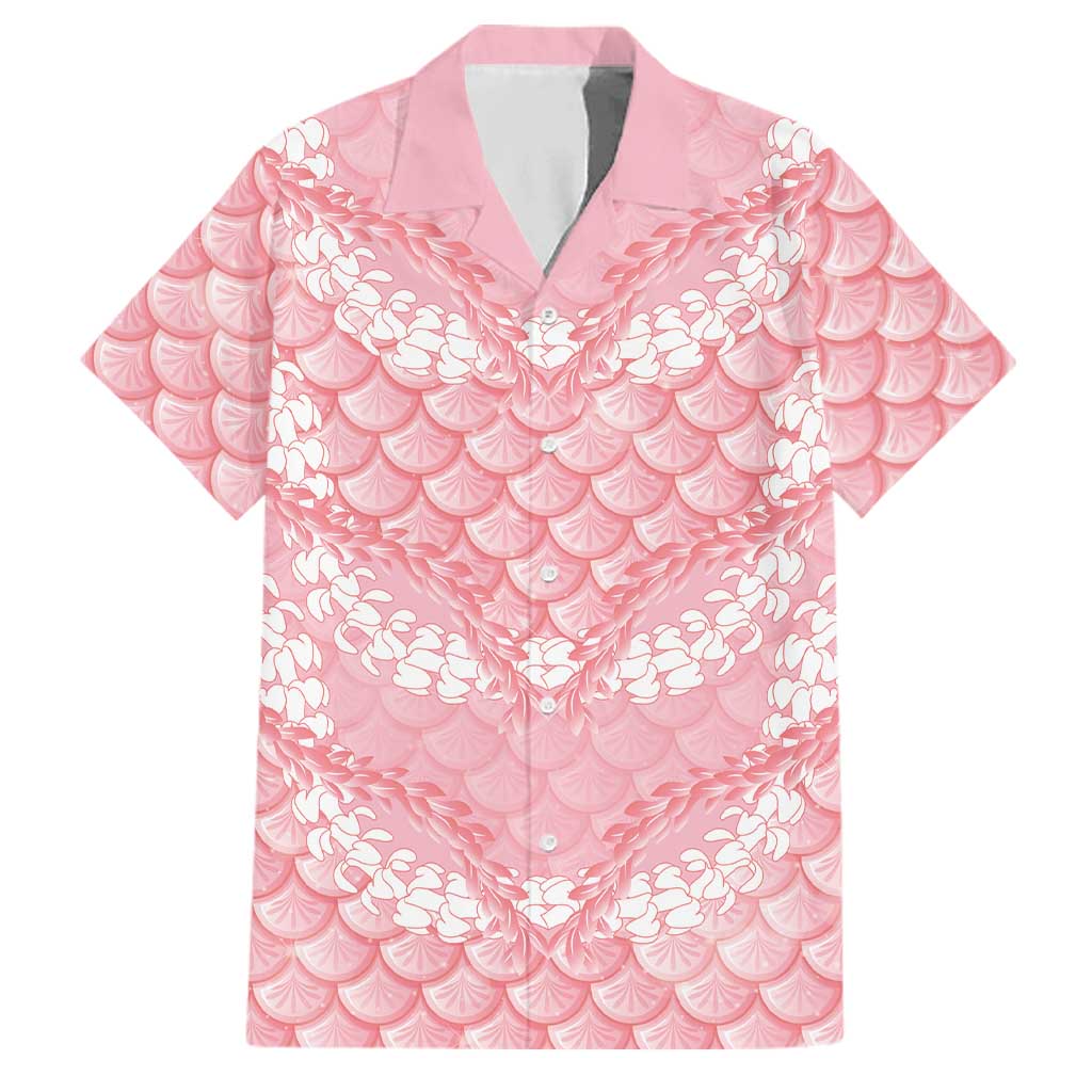 Soft Pink Mermaid Puakenikeni Maile Lei Family Matching Summer Maxi Dress and Hawaiian Shirt LT01 Dad's Shirt - Short Sleeve Pink - Polynesian Pride