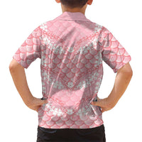 Soft Pink Mermaid Puakenikeni Maile Lei Family Matching Tank Maxi Dress and Hawaiian Shirt LT01 - Polynesian Pride