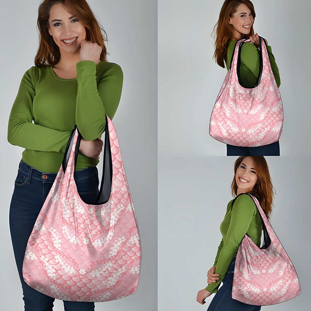 Soft Pink Mermaid Puakenikeni Maile Lei Grocery Bag