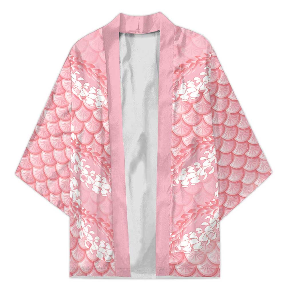 Soft Pink Mermaid Puakenikeni Maile Lei Kimono