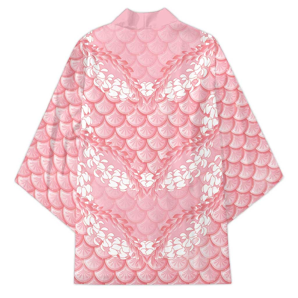 Soft Pink Mermaid Puakenikeni Maile Lei Kimono