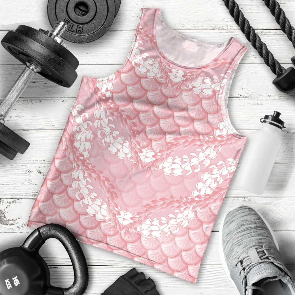 Soft Pink Mermaid Puakenikeni Maile Lei Men Tank Top