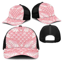Soft Pink Mermaid Puakenikeni Maile Lei Mesh Trucker Cap