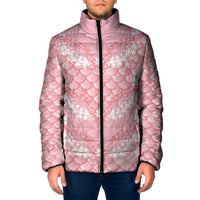 Soft Pink Mermaid Puakenikeni Maile Lei Padded Jacket LT01 Men Pink - Polynesian Pride