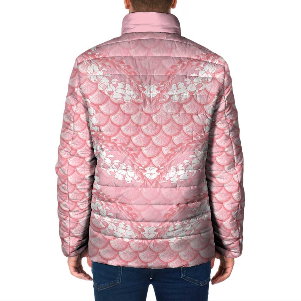 Soft Pink Mermaid Puakenikeni Maile Lei Padded Jacket LT01 - Polynesian Pride