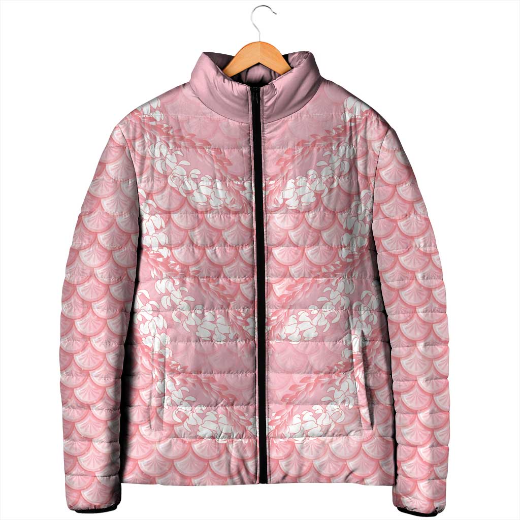 Soft Pink Mermaid Puakenikeni Maile Lei Padded Jacket LT01 - Polynesian Pride