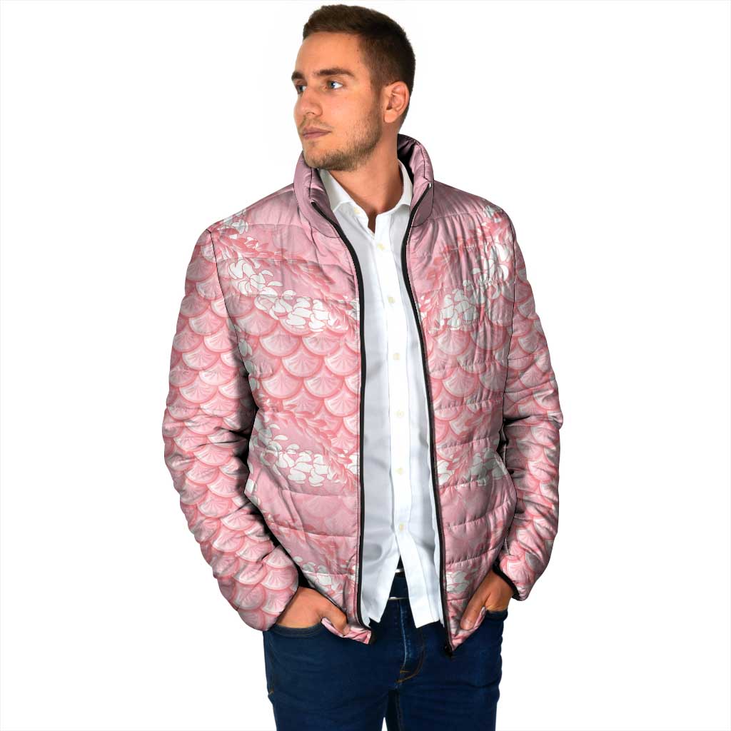 Soft Pink Mermaid Puakenikeni Maile Lei Padded Jacket LT01 - Polynesian Pride