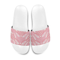 Soft Pink Mermaid Puakenikeni Maile Lei Slide Sandals