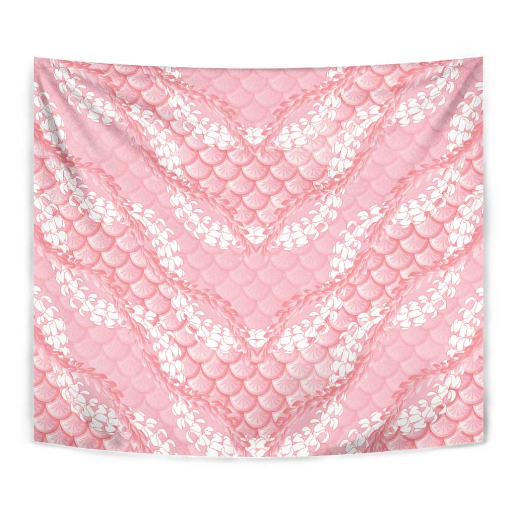 Soft Pink Mermaid Puakenikeni Maile Lei Tapestry