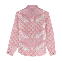 Soft Pink Mermaid Puakenikeni Maile Lei Women Casual Shirt LT01 - Polynesian Pride