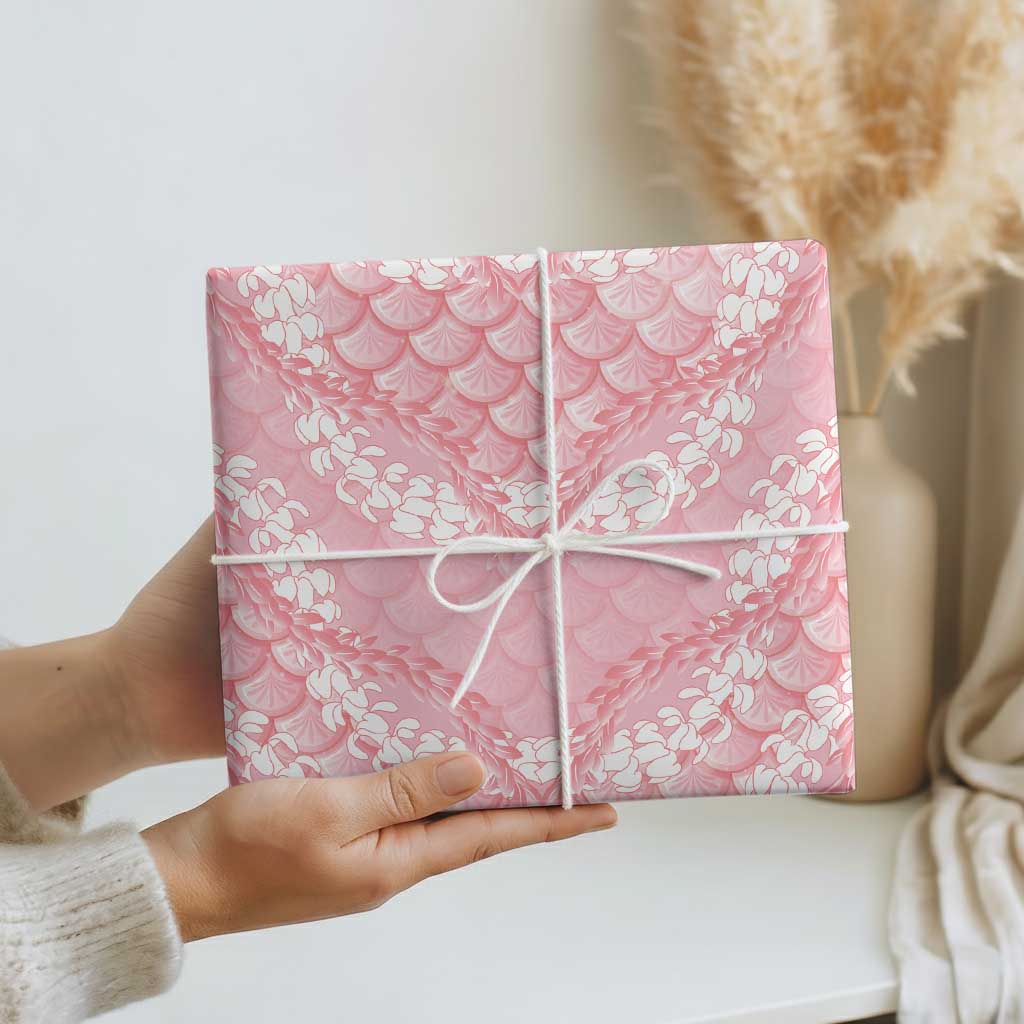 Soft Pink Mermaid Puakenikeni Maile Lei Wrapping Paper