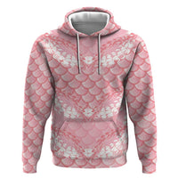 Soft Pink Mermaid Puakenikeni Maile Lei Zip Hoodie