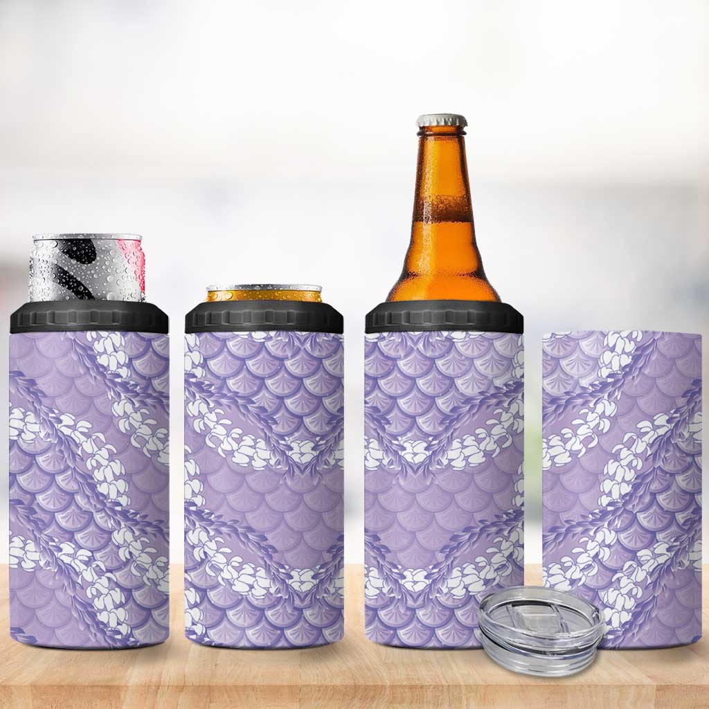 Lilac Mermaid Puakenikeni Maile Lei 4 in 1 Can Cooler Tumbler