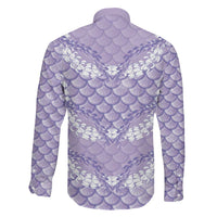 Lilac Mermaid Puakenikeni Maile Lei Family Matching Long Sleeve Bodycon Dress and Hawaiian Shirt