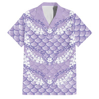 Lilac Mermaid Puakenikeni Maile Lei Family Matching Off Shoulder Maxi Dress and Hawaiian Shirt LT01 Dad's Shirt - Short Sleeve Purple - Polynesian Pride