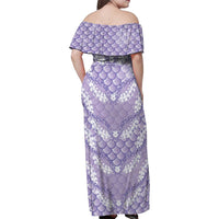 Lilac Mermaid Puakenikeni Maile Lei Family Matching Off Shoulder Maxi Dress and Hawaiian Shirt LT01 - Polynesian Pride