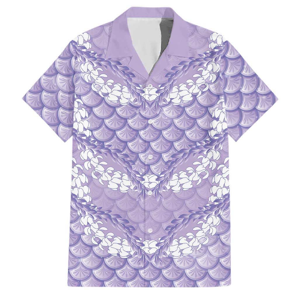 Lilac Mermaid Puakenikeni Maile Lei Family Matching Off Shoulder Short Dress and Hawaiian Shirt LT01 Dad's Shirt - Short Sleeve Purple - Polynesian Pride