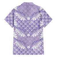 Lilac Mermaid Puakenikeni Maile Lei Family Matching Off Shoulder Short Dress and Hawaiian Shirt LT01 - Polynesian Pride