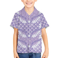 Lilac Mermaid Puakenikeni Maile Lei Family Matching Summer Maxi Dress and Hawaiian Shirt