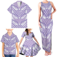 Lilac Mermaid Puakenikeni Maile Lei Family Matching Tank Maxi Dress and Hawaiian Shirt LT01 - Polynesian Pride