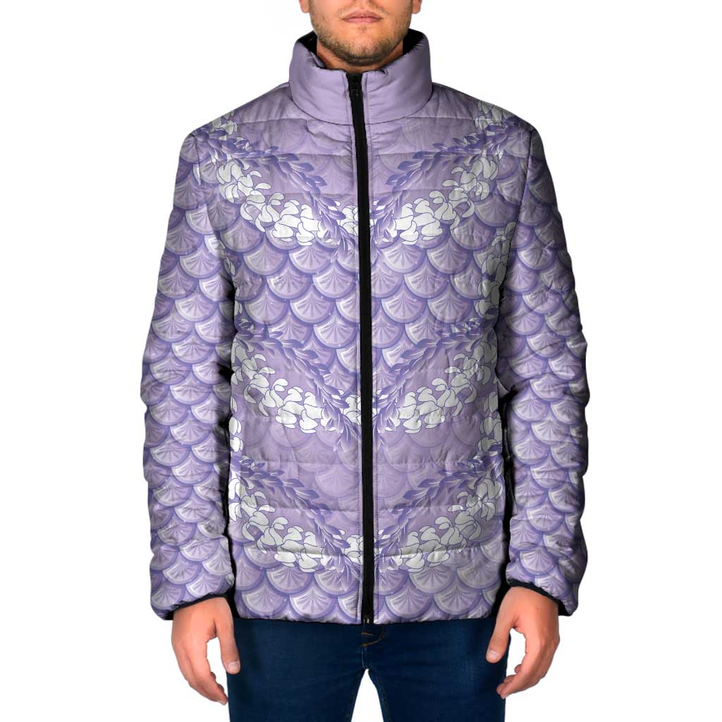 Lilac Mermaid Puakenikeni Maile Lei Padded Jacket LT01 Men Purple - Polynesian Pride