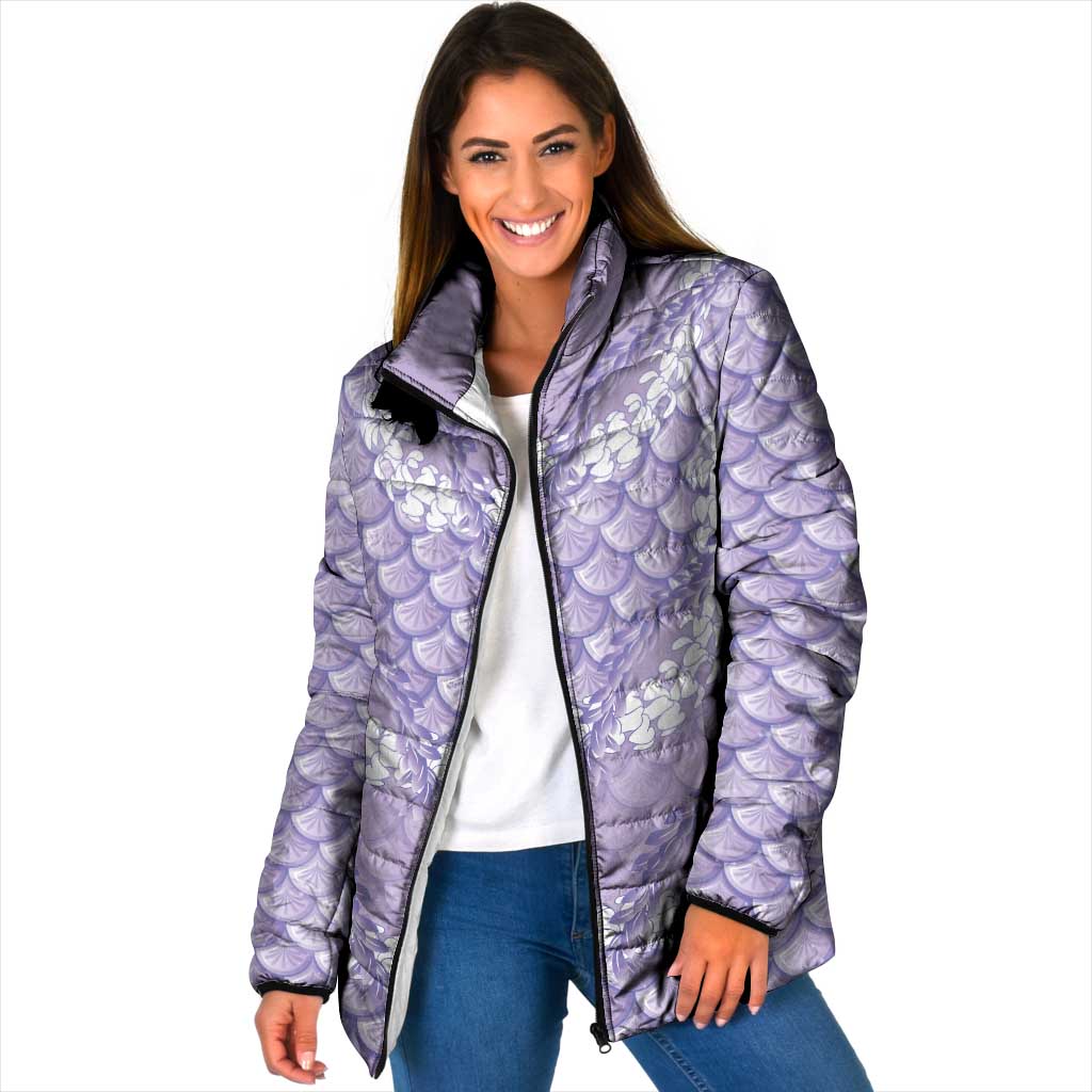 Lilac Mermaid Puakenikeni Maile Lei Padded Jacket LT01 Women Purple - Polynesian Pride
