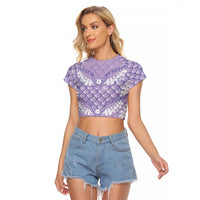 Lilac Mermaid Puakenikeni Maile Lei Raglan Cropped T Shirt LT01 Female Purple - Polynesian Pride