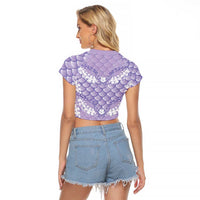 Lilac Mermaid Puakenikeni Maile Lei Raglan Cropped T Shirt LT01 - Polynesian Pride